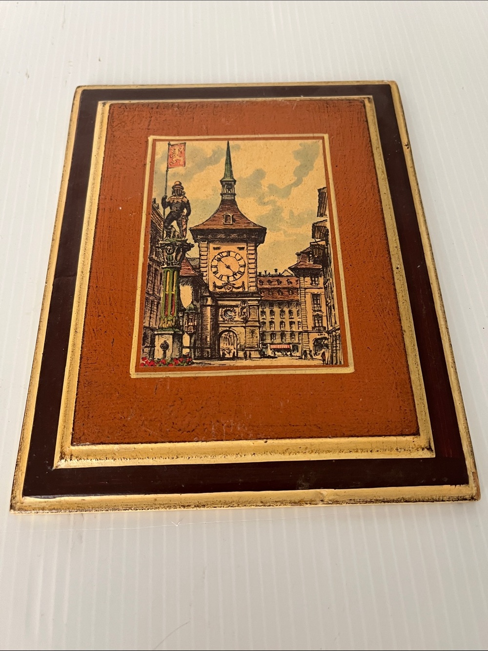 Vintage Small Wooden Frame of Clock Tower in Bern Switzerland - Picture 3 of 7